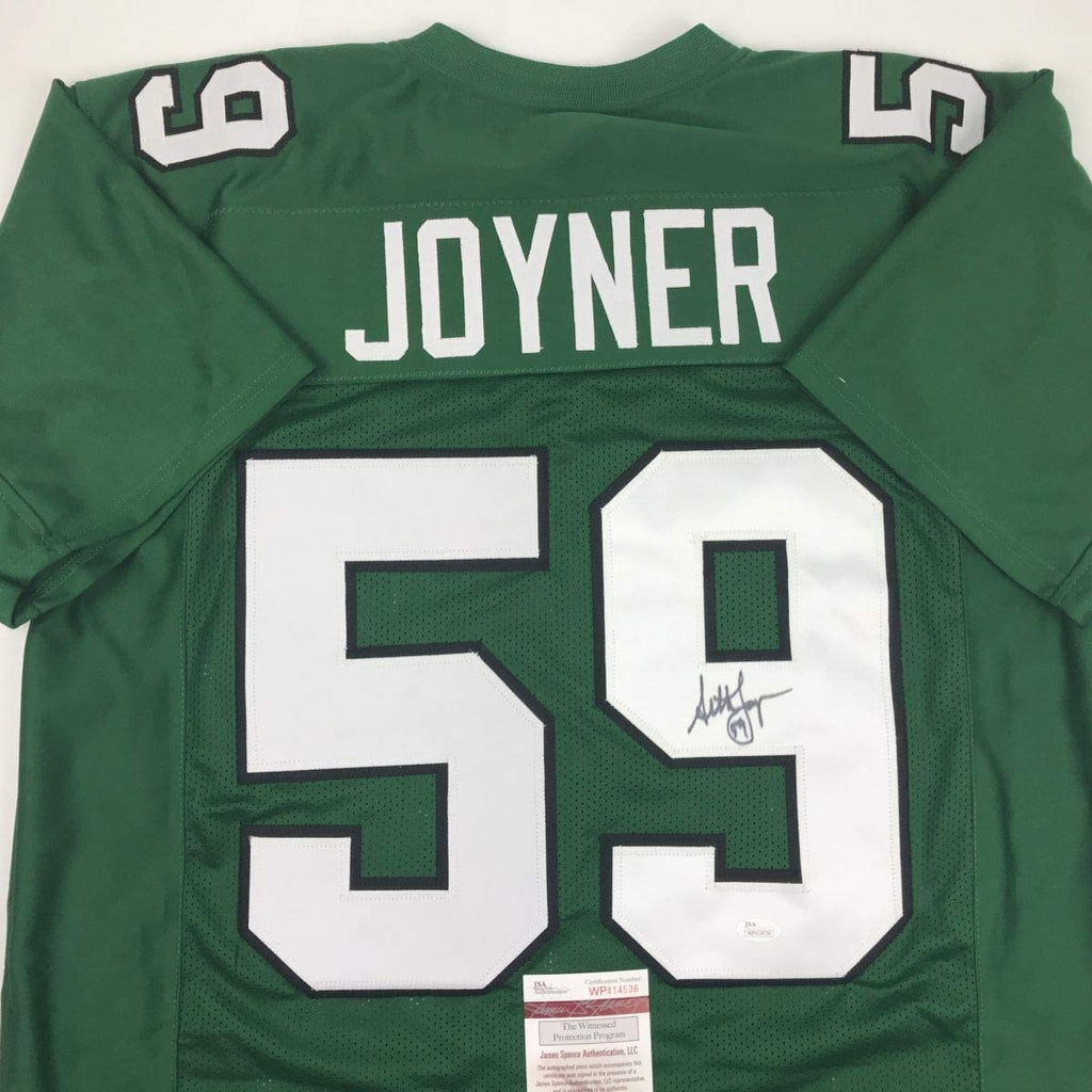 autographed-signed-seth-joyner-philadelphia-green-football-jersey-jsa-coa