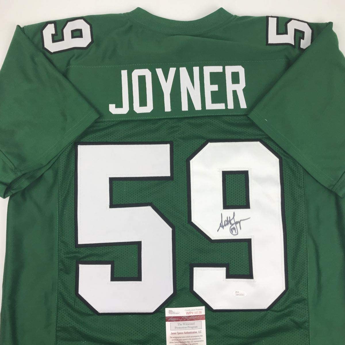 autographed-signed-seth-joyner-philadelphia-green-football-jersey-jsa-coa
