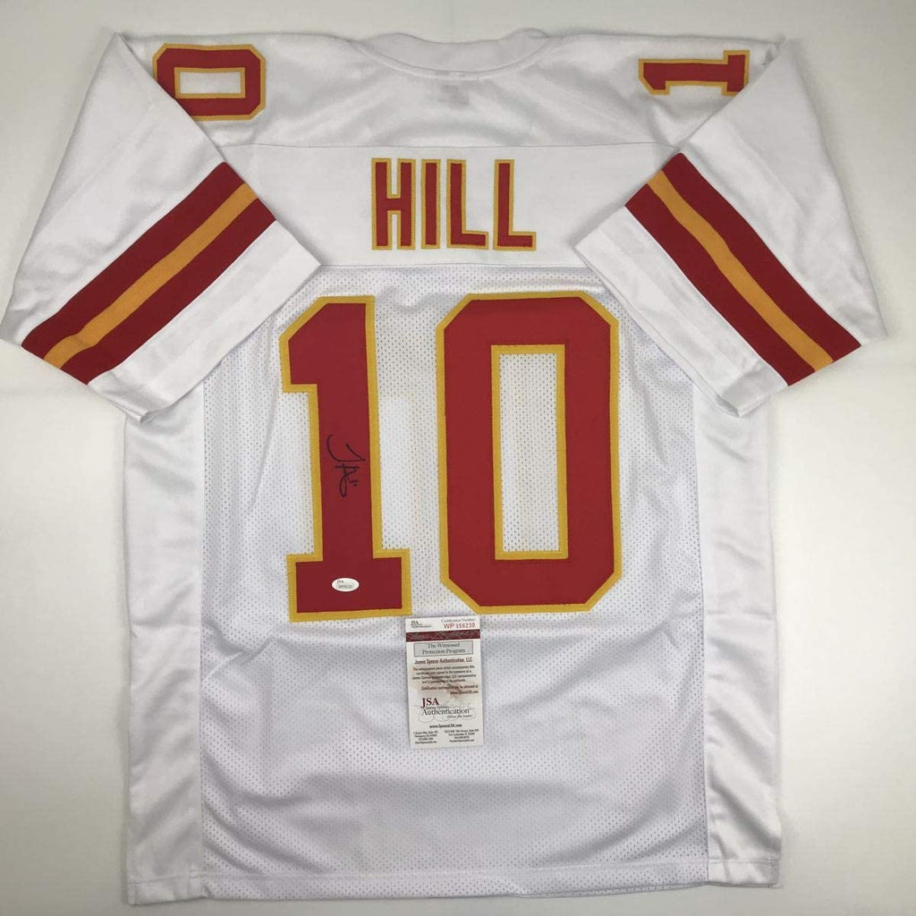 autographed-signed-tyreek-hill-kansas-city-white-football-jersey-jsa-coa