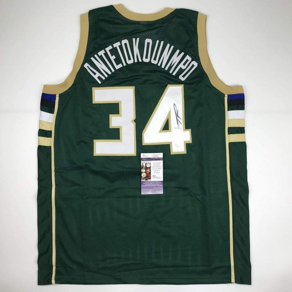 autographed-signed-giannis-antetokounmpo-milwaukee-green-custom-basketball-jersey-jsa-coa