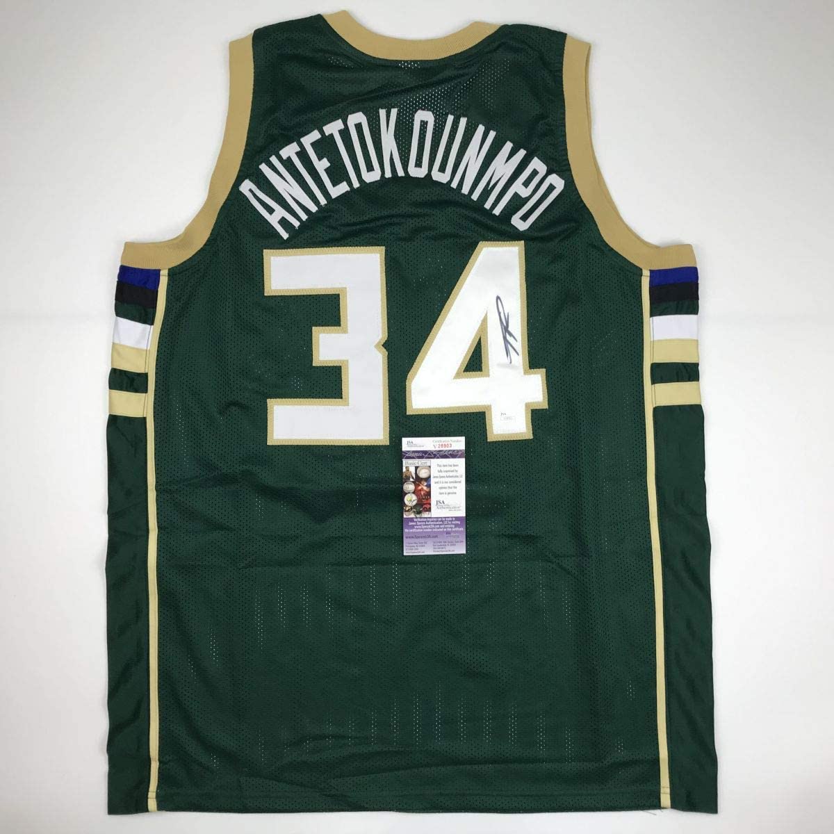 autographed-signed-giannis-antetokounmpo-milwaukee-green-custom-basketball-jersey-jsa-coa