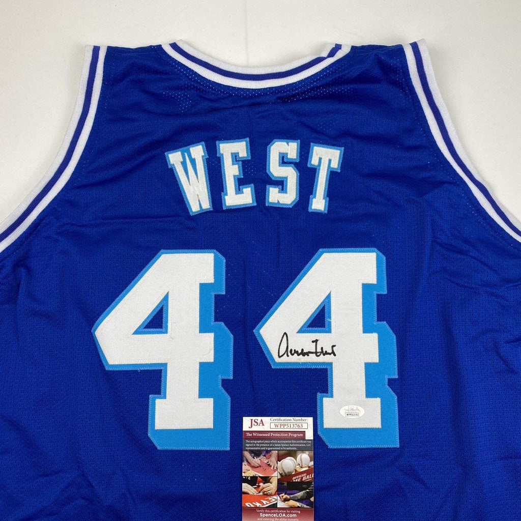 autographed-signed-jerry-west-los-angeles-la-blue-basketball-jersey-jsa-coa