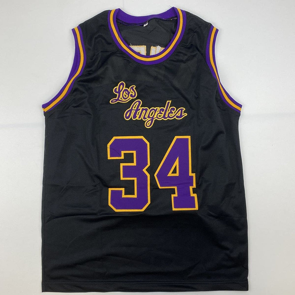 autographed-signed-shaquille-shaq-oneal-los-angeles-la-black-basketball-jersey-jsa-coa