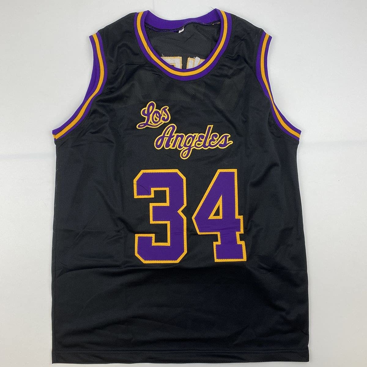 autographed-signed-shaquille-shaq-oneal-los-angeles-la-black-basketball-jersey-jsa-coa