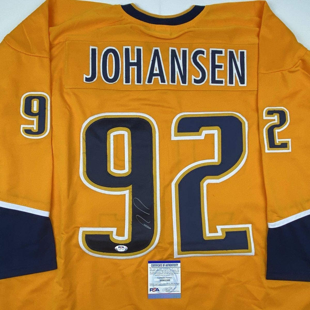 autographed-signed-ryan-johansen-nashville-yellow-hockey-jersey-psa-dna-coa