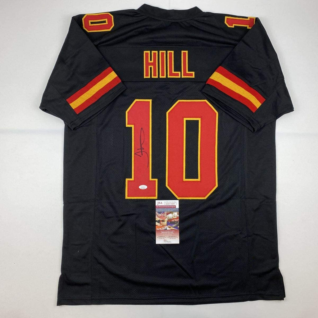 autographed-signed-tyreek-hill-kansas-city-black-football-jersey-jsa-coa