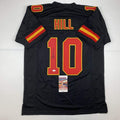 autographed-signed-tyreek-hill-kansas-city-black-football-jersey-jsa-coa