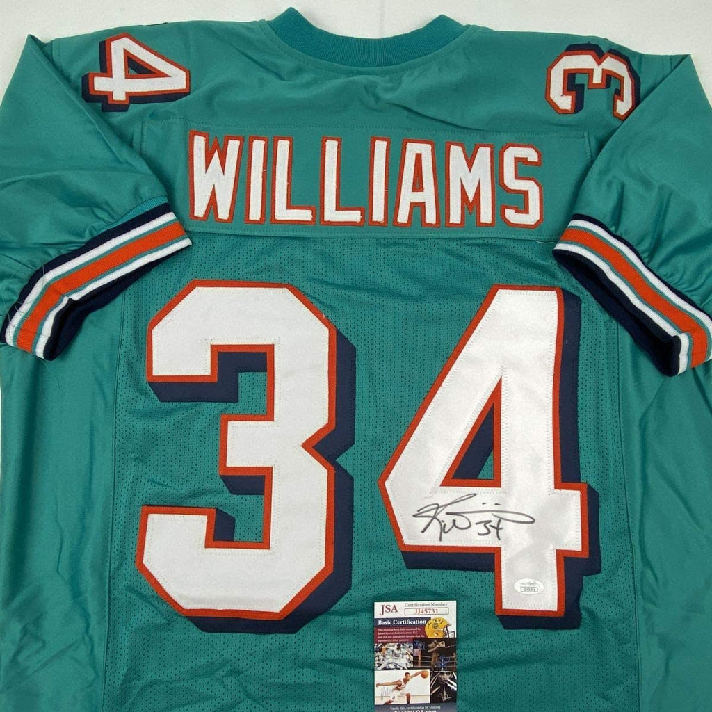 autographed-signed-ricky-williams-miami-teal-football-jersey-jsa-coa
