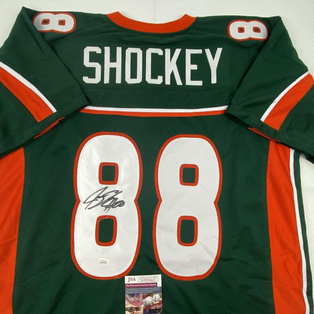 autographed-signed-jeremy-shockey-miami-green-college-football-jersey-jsa-coa