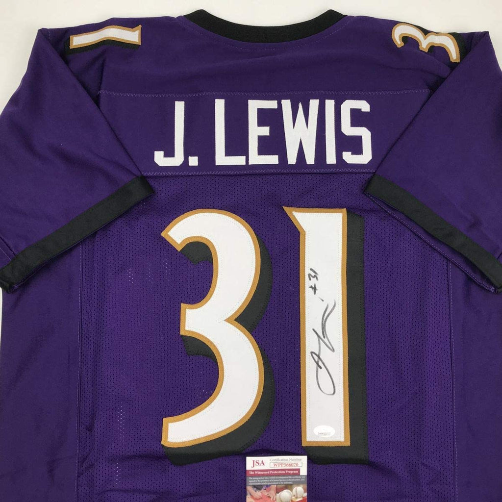 autographed-signed-jamal-lewis-baltimore-purple-football-jersey-jsa-coa