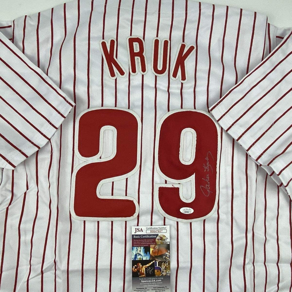 autographed-signed-john-kruk-philadelphia-pinstripe-baseball-jersey-jsa-coa