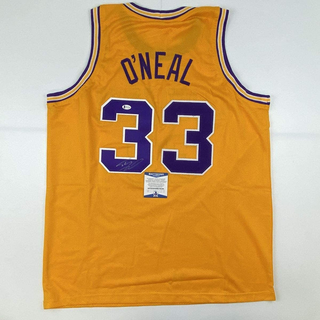 autographed-signed-shaquille-shaq-oneal-lsu-yellow-basketball-jersey-beckett-bas-coa