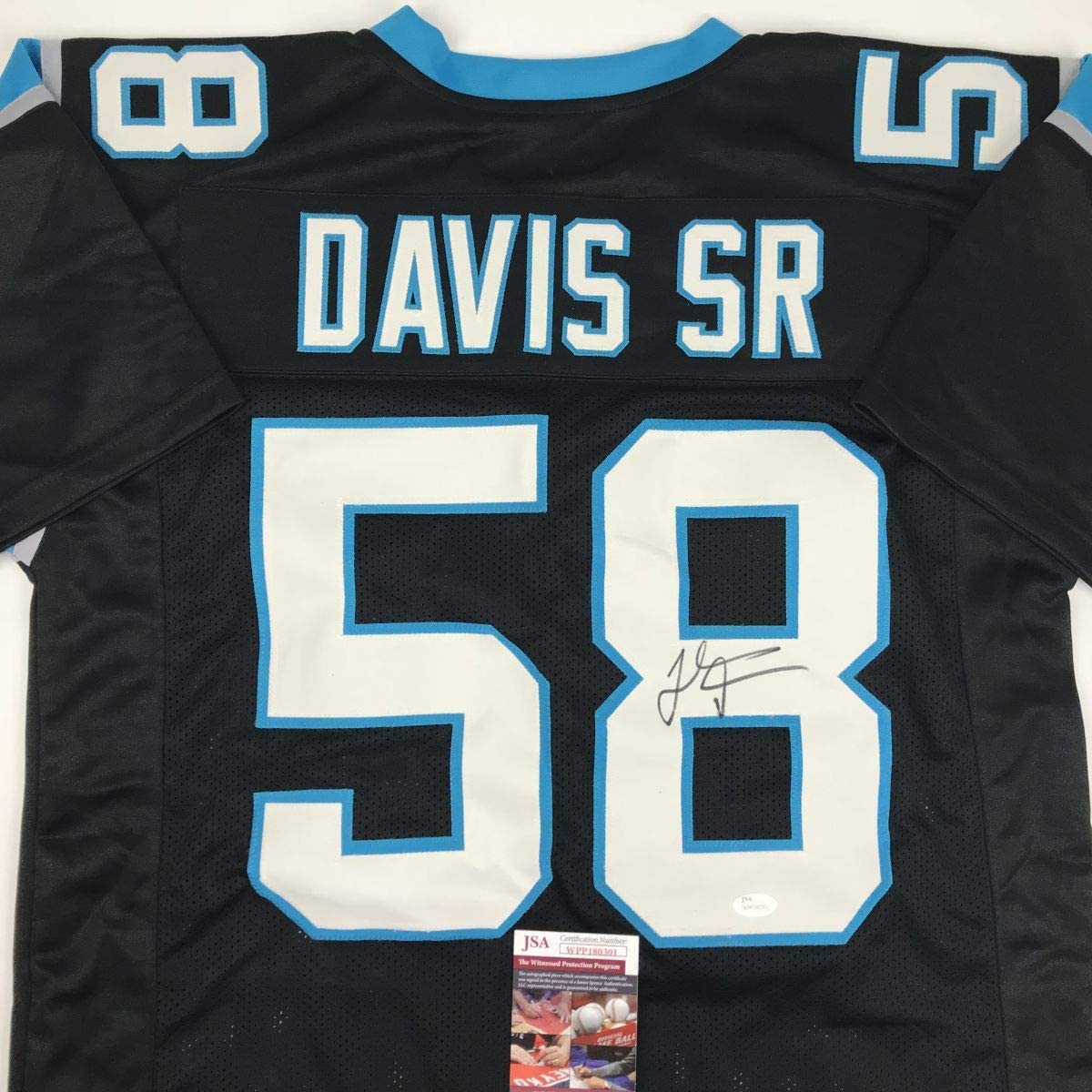 autographed-signed-thomas-davis-sr-carolina-black-football-jersey-jsa-coa