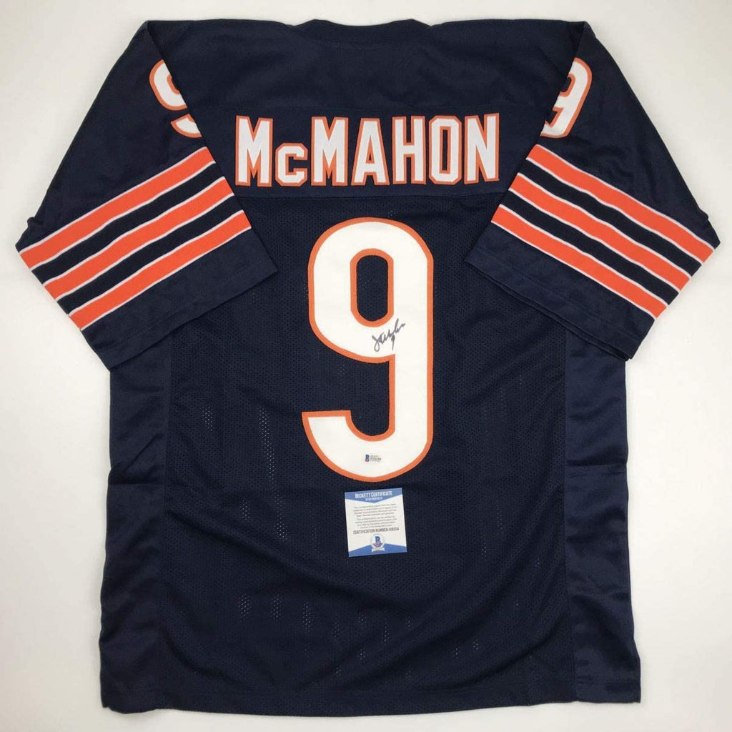 autographed-signed-jim-mcmahon-chicago-blue-football-jersey-beckett-bas-coa