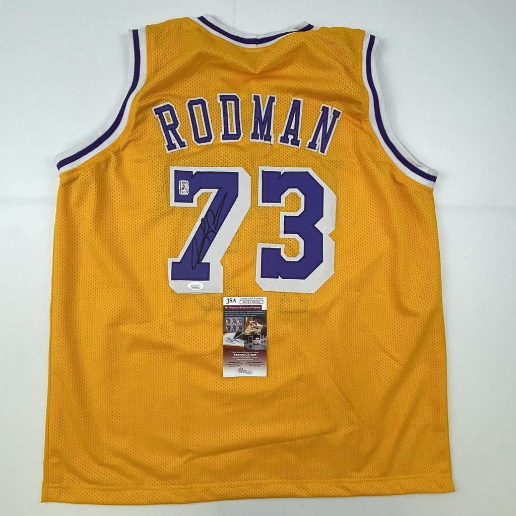autographed-signed-dennis-rodman-los-angeles-la-yellow-basketball-jersey-jsa-coa-2