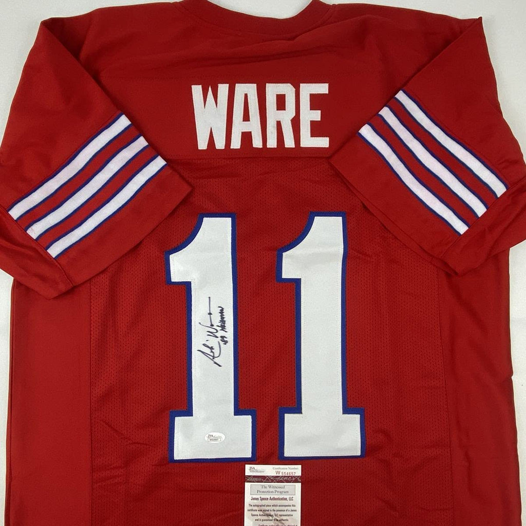 autographed-signed-andre-ware-89-heisman-houston-red-college-football-jersey-jsa-coa