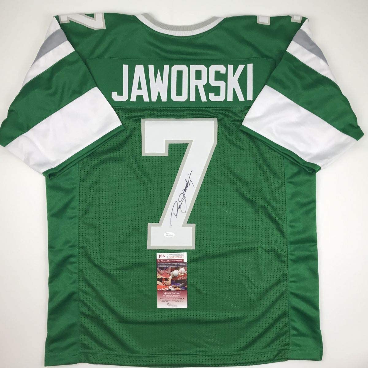 autographed-signed-ron-jaworski-philadelphia-green-football-jersey-jsa-coa