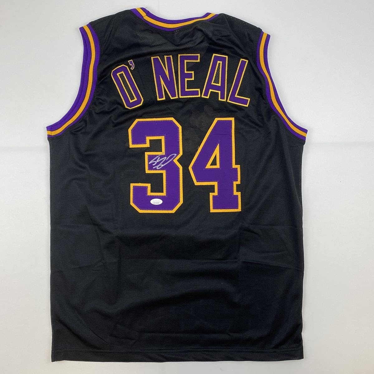 autographed-signed-shaquille-shaq-oneal-los-angeles-la-black-basketball-jersey-jsa-coa