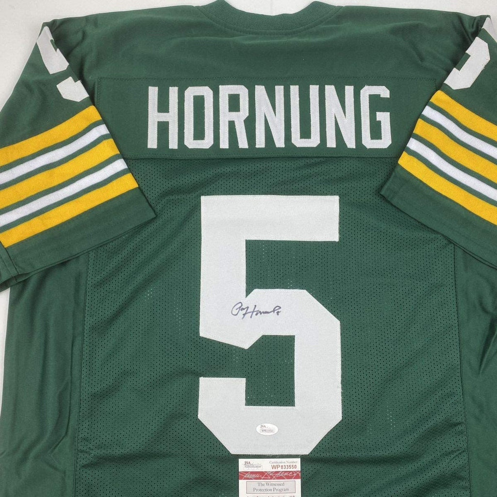 autographed-signed-paul-hornung-green-bay-green-football-jersey-jsa-coa