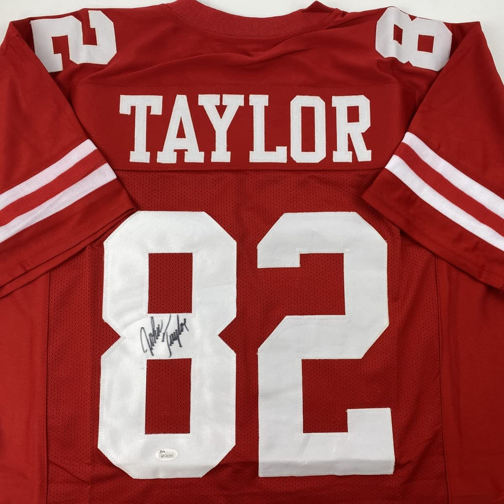 autographed-signed-john-taylor-san-francisco-red-football-jersey-jsa-coa