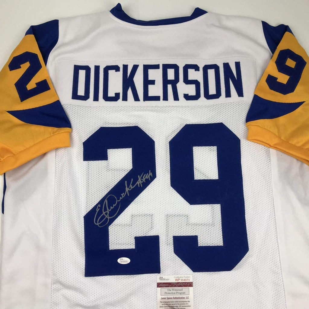 autographed-signed-eric-dickerson-hof-99-los-angeles-la-white-football-jersey-jsa-coa