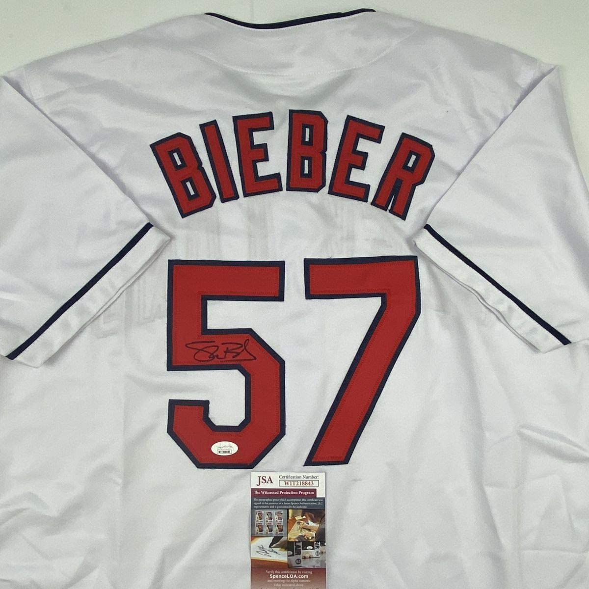 autographed-signed-shane-bieber-cleveland-white-baseball-jersey-jsa-coa