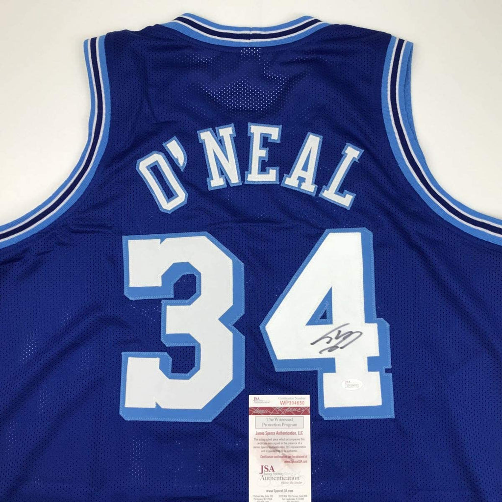 autographed-signed-shaquille-shaq-oneal-los-angeles-la-retro-blue-basketball-jersey-jsa-coa