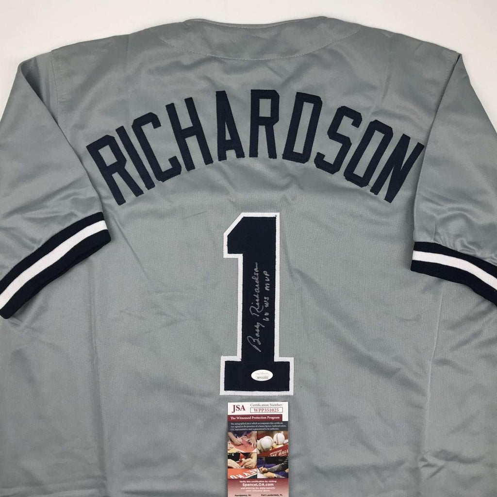autographed-signed-bobby-richardson-60-ws-mvp-new-york-grey-baseball-jersey-jsa-coa