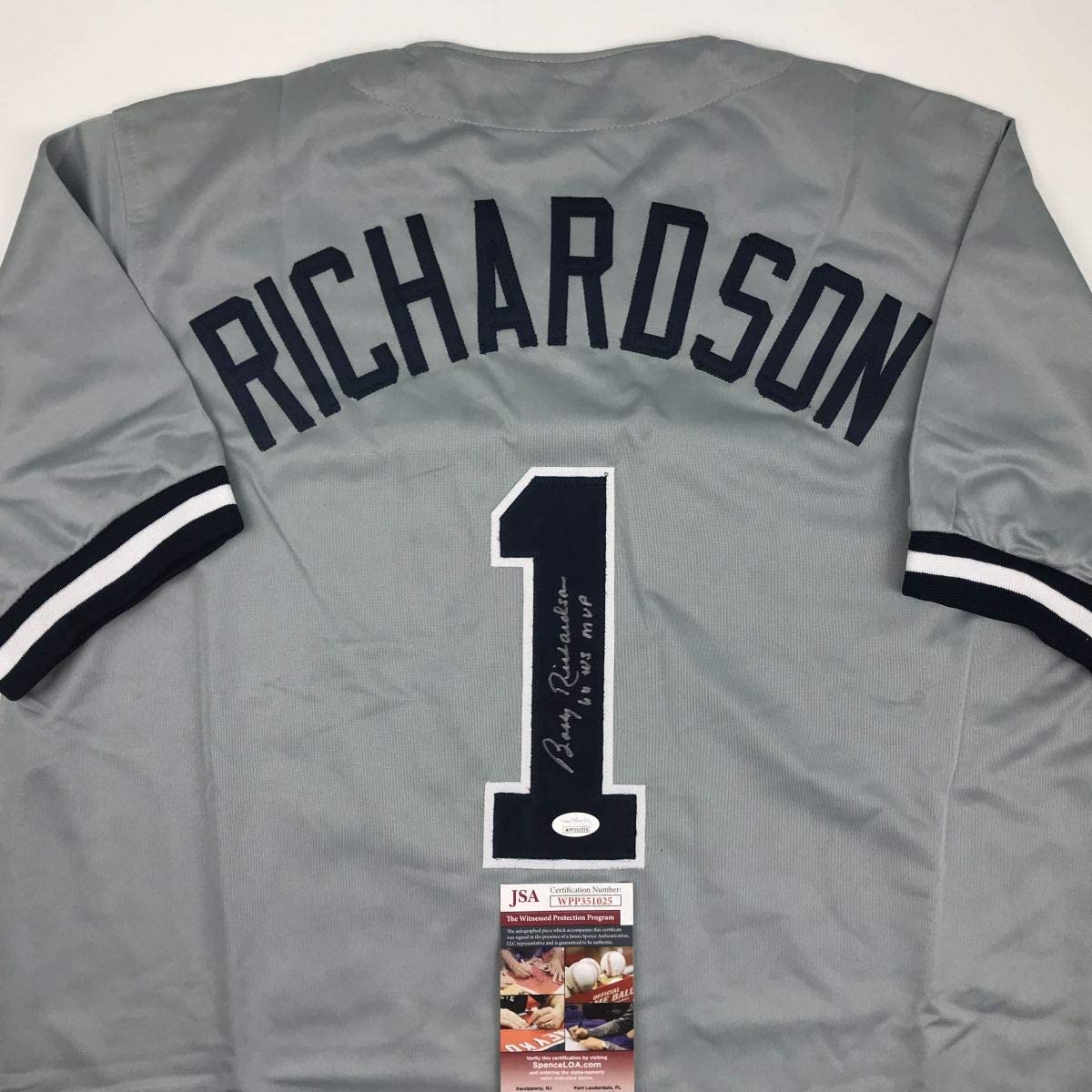 autographed-signed-bobby-richardson-60-ws-mvp-new-york-grey-baseball-jersey-jsa-coa