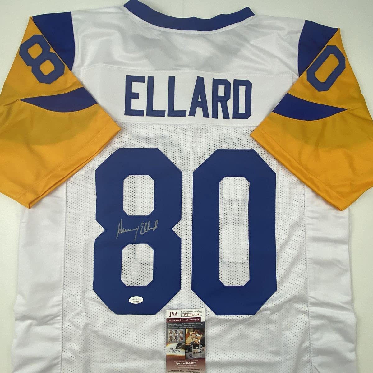 autographed-signed-henry-ellard-los-angeles-la-white-football-jersey-jsa-coa