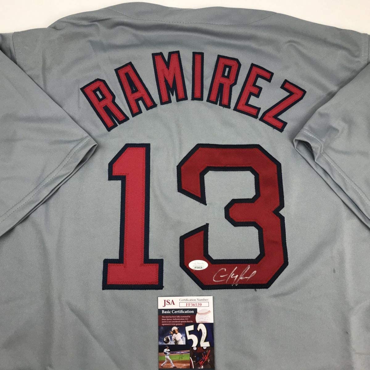 autographed-signed-hanley-ramirez-boston-grey-baseball-jersey-jsa-coa