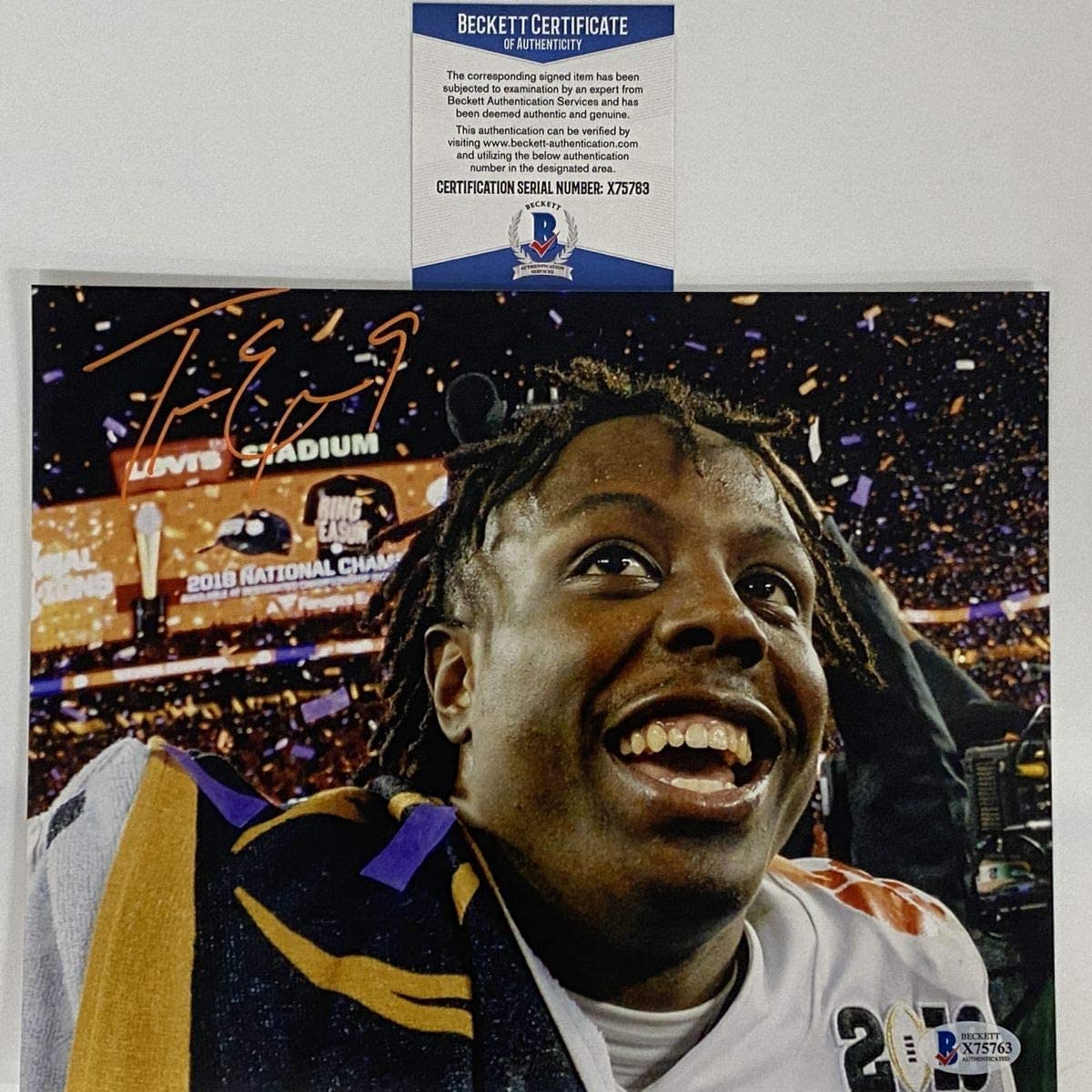 autographed-signed-travis-etienne-jr-clemson-tigers-8x10-college-football-photo-beckett-bas-coa-1
