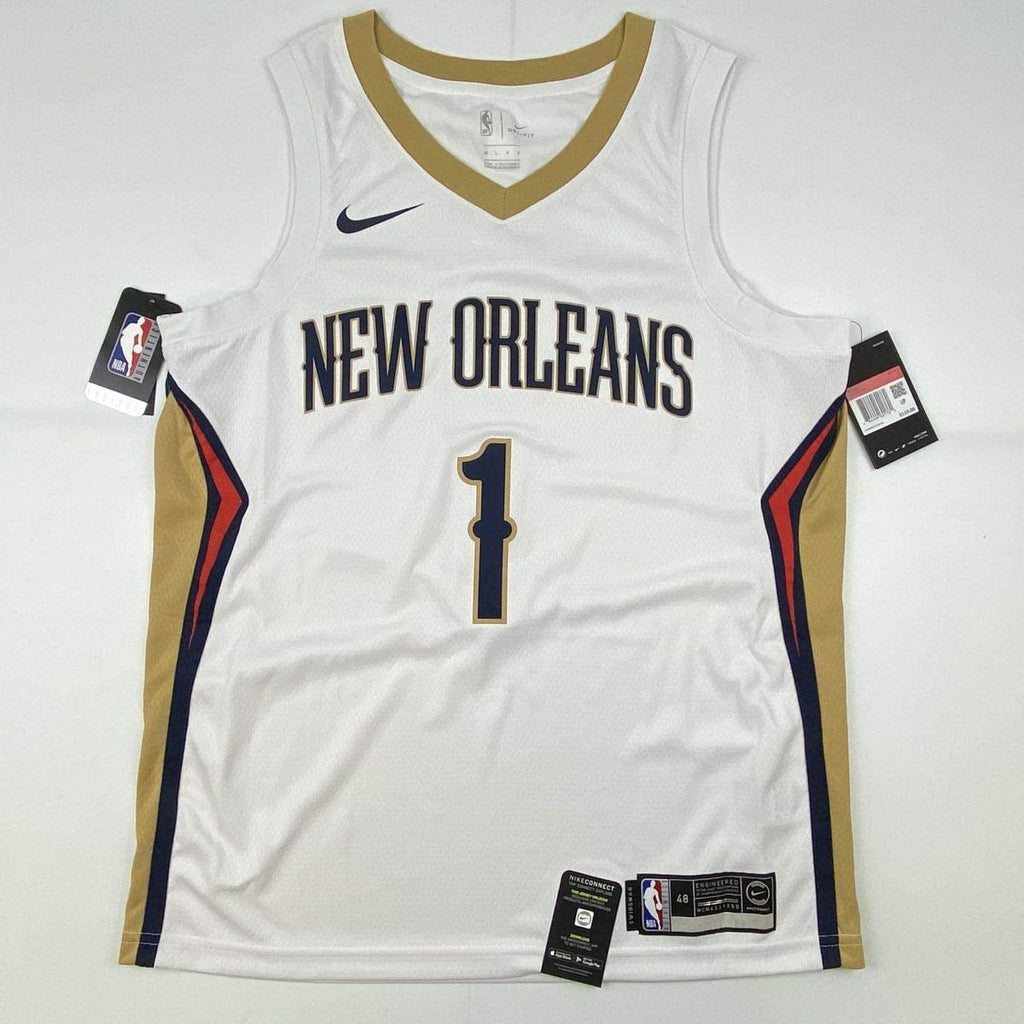 autographed-signed-zion-williamson-new-orleans-pelicans-white-swingman-nike-basketball-jersey-fanatics-coa