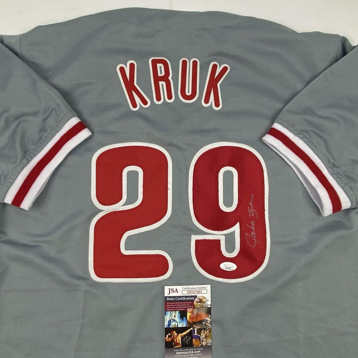 autographed-signed-john-kruk-philadelphia-grey-baseball-jersey-jsa-coa