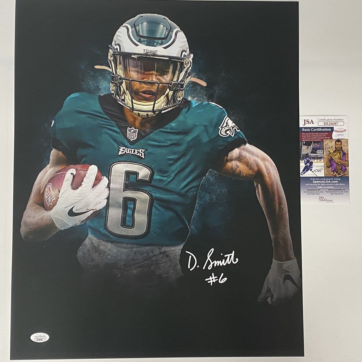 autographed-signed-devonta-smith-philadelphia-eagles-16x20-football-photo-jsa-coa