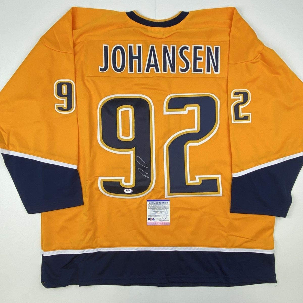 autographed-signed-ryan-johansen-nashville-yellow-hockey-jersey-psa-dna-coa