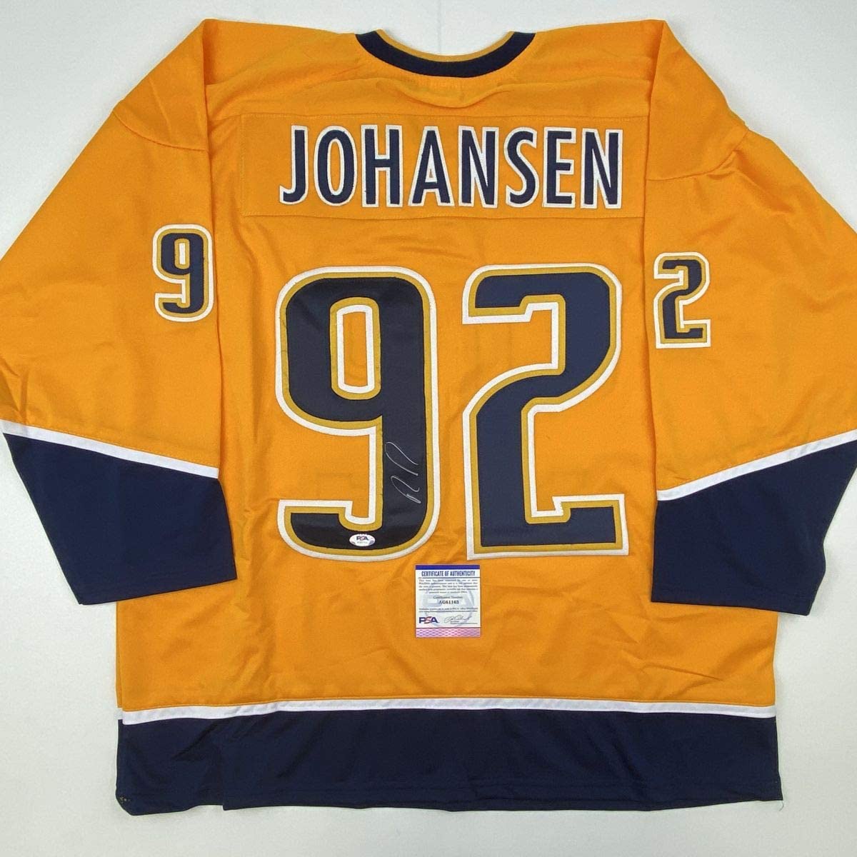 autographed-signed-ryan-johansen-nashville-yellow-hockey-jersey-psa-dna-coa