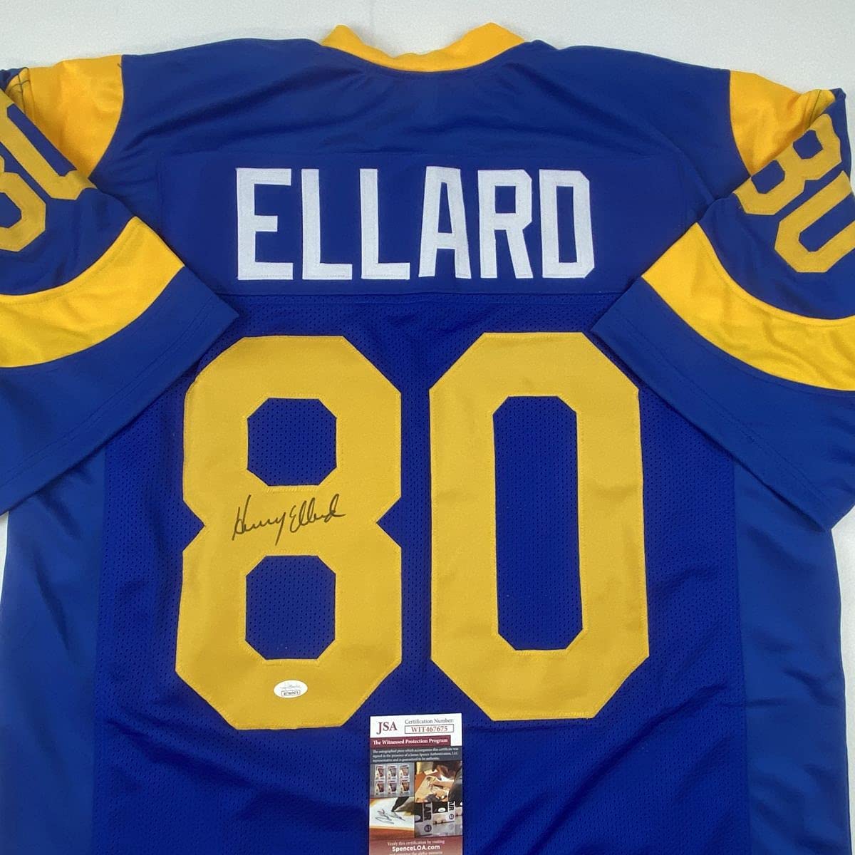 autographed-signed-henry-ellard-los-angeles-la-blue-football-jersey-jsa-coa