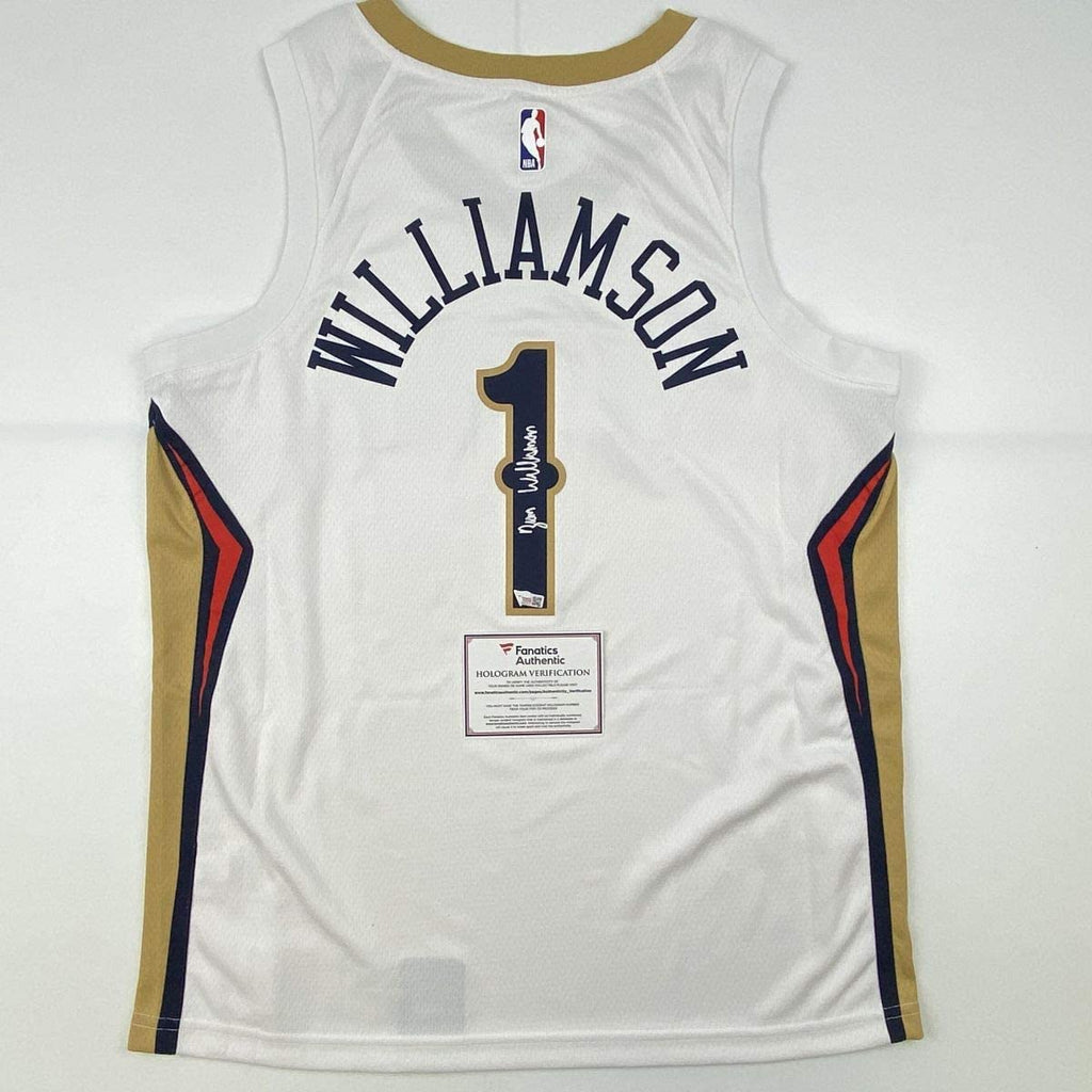 autographed-signed-zion-williamson-new-orleans-pelicans-white-swingman-nike-basketball-jersey-fanatics-coa