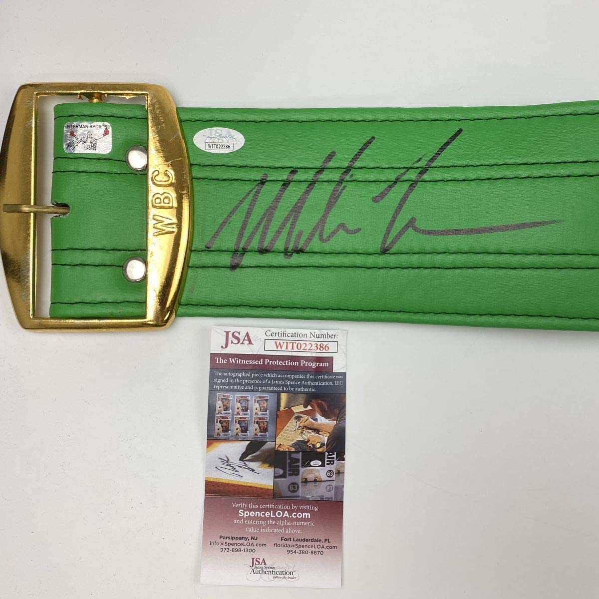 autographed-signed-mike-tyson-wbc-green-boxing-replica-championship-belt-jsa-coa