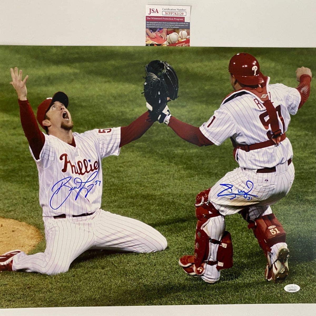 autographed-signed-brad-lidge-carlos-ruiz-dual-2008-world-series-philadelphia-phillies-16x20-baseball-photo-jsa-coa