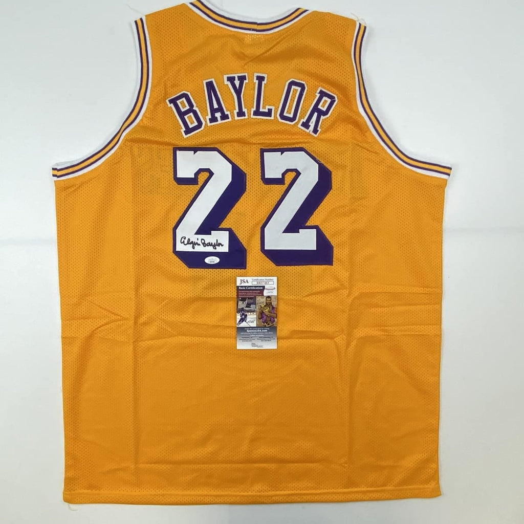 autographed-signed-elgin-baylor-los-angeles-la-yellow-basketball-jersey-jsa-coa