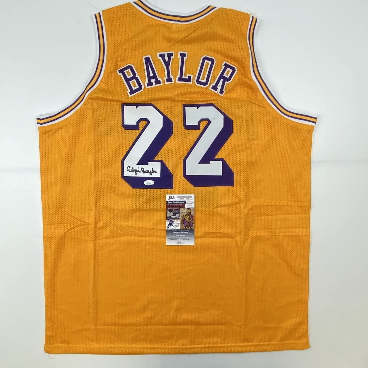 autographed-signed-elgin-baylor-los-angeles-la-yellow-basketball-jersey-jsa-coa