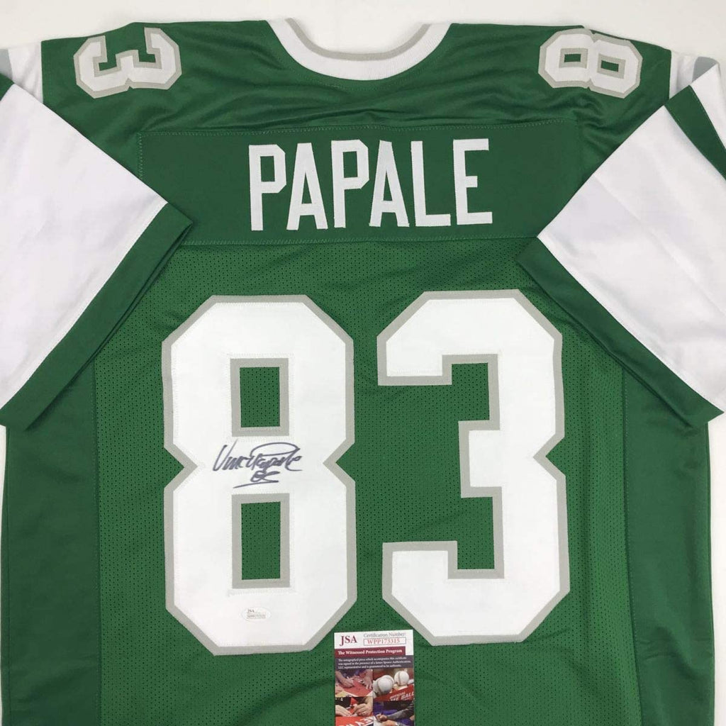 autographed-signed-vince-papale-philadelphia-green-football-jersey-jsa-coa