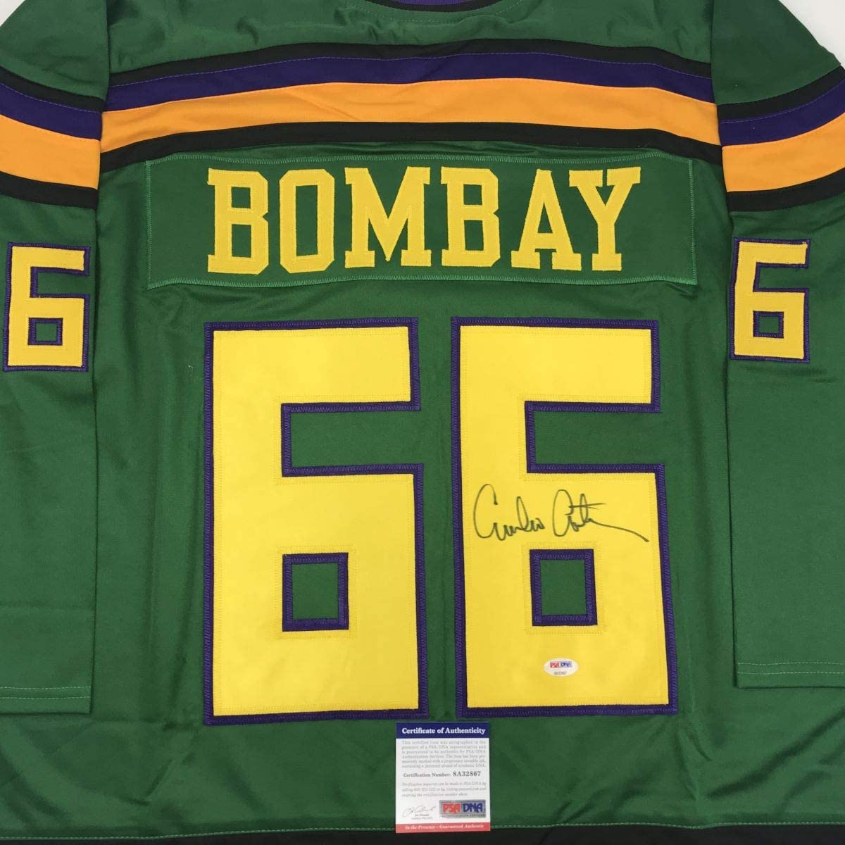 autographed-signed-emilio-estevez-gordon-bombay-the-mighty-ducks-green-hockey-jersey-psa-dna-coa