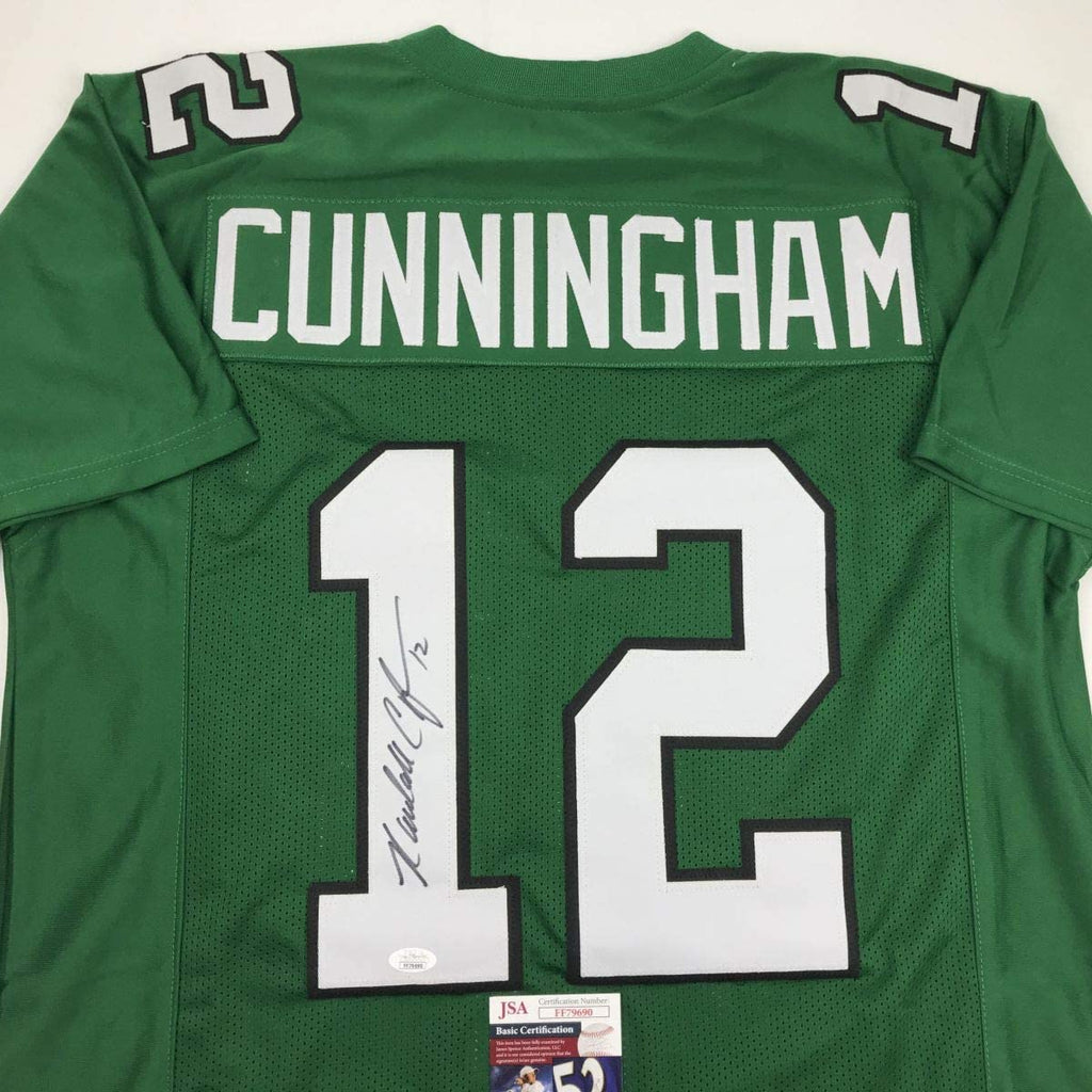 autographed-signed-randall-cunningham-philadelphia-green-football-jersey-jsa-coa