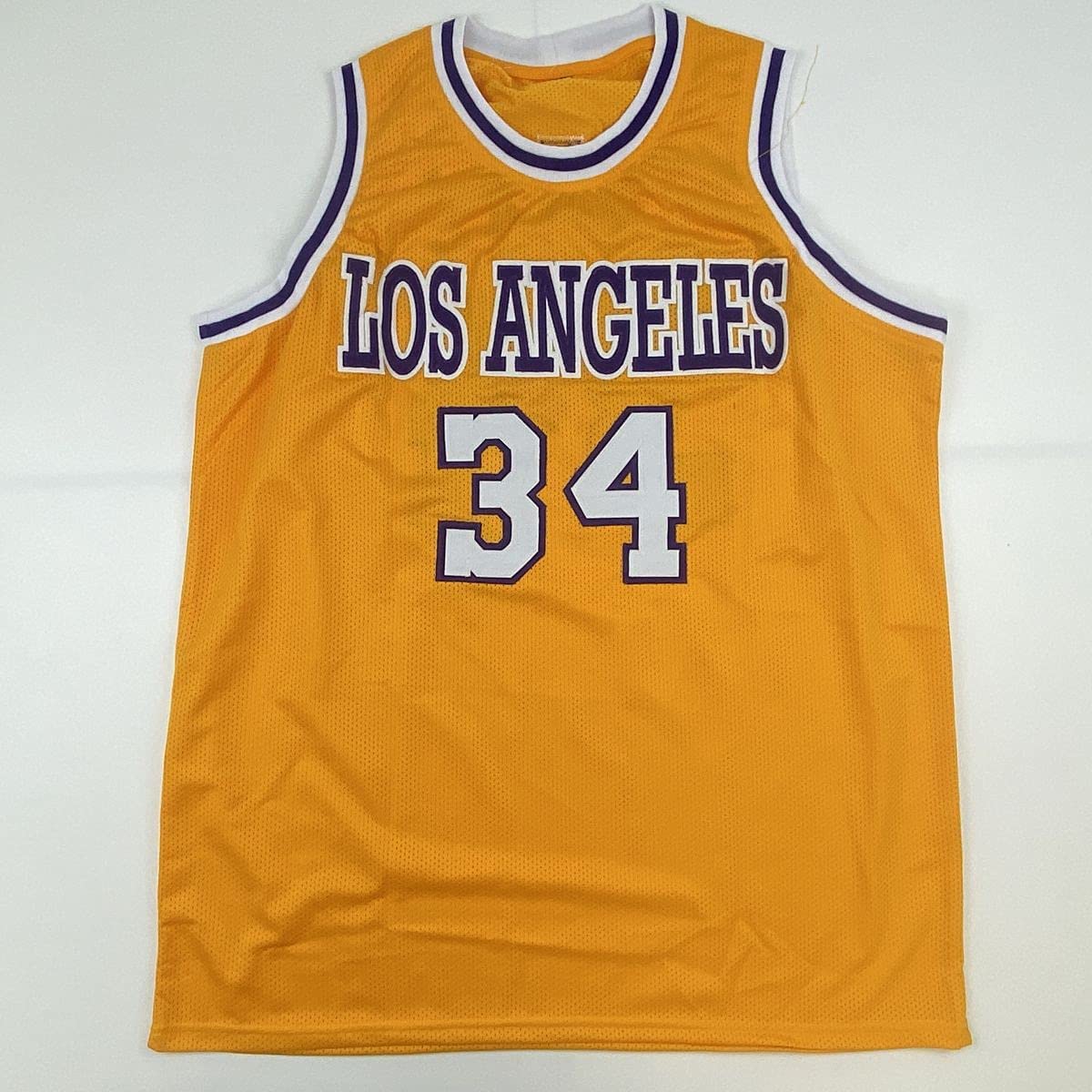 autographed-signed-shaquille-shaq-oneal-los-angeles-la-yellow-basketball-jersey-beckett-bas-coa