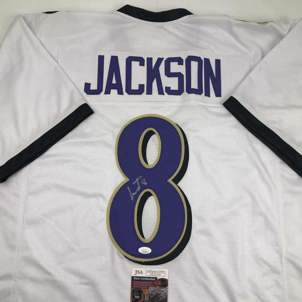 autographed-signed-lamar-jackson-baltimore-white-football-jersey-jsa-coa