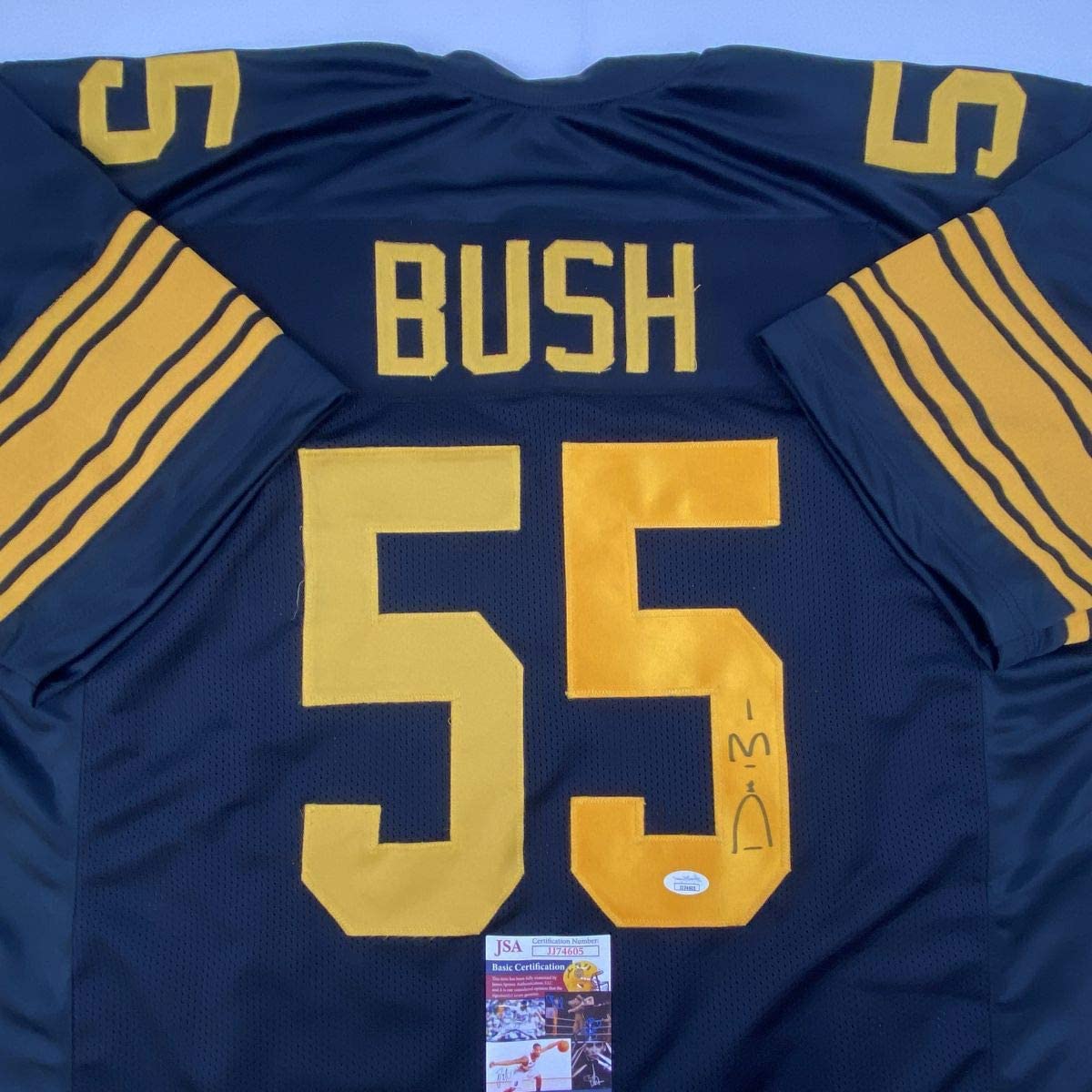 autographed-signed-devin-bush-pittsburgh-color-rush-football-jersey-jsa-coa