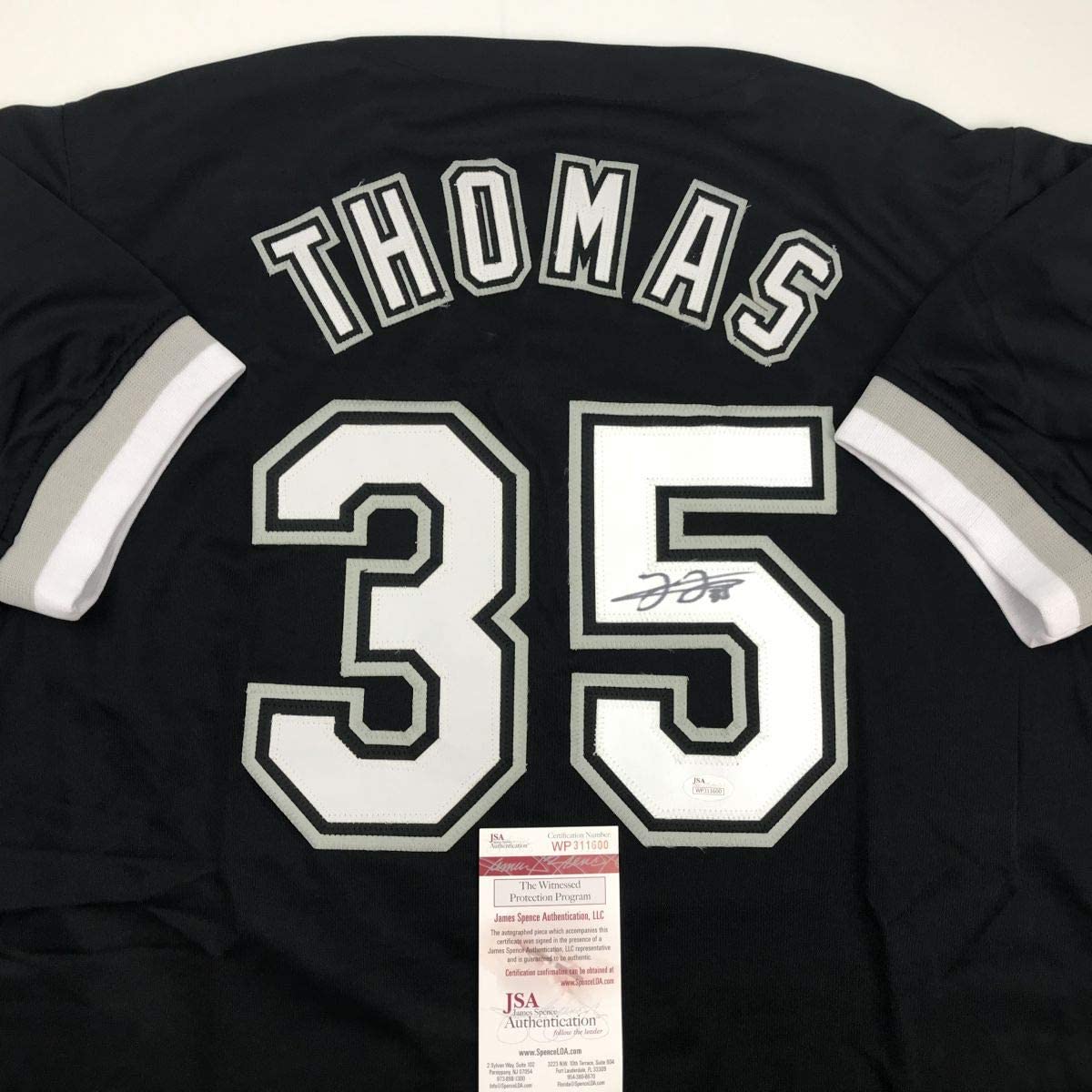 autographed-signed-frank-thomas-chicago-black-baseball-jersey-jsa-coa